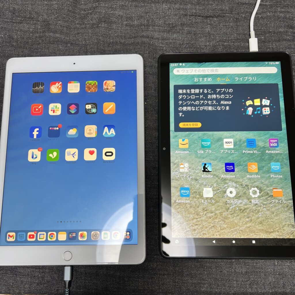 FireHDとiPadのサイズ比較