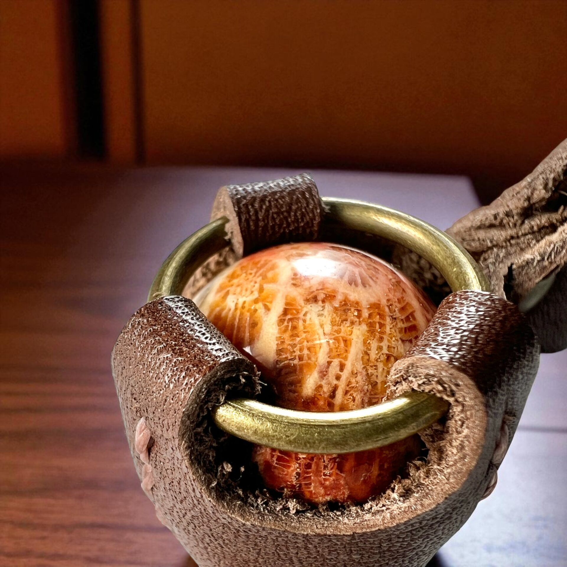 珊瑚の天然石キーホルダー