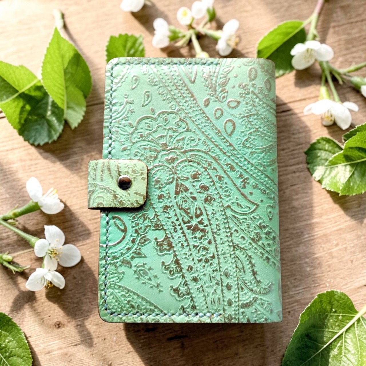 カードケース ペイズリー おこげともなかのirokazari+作品 ハンドメイドレザー