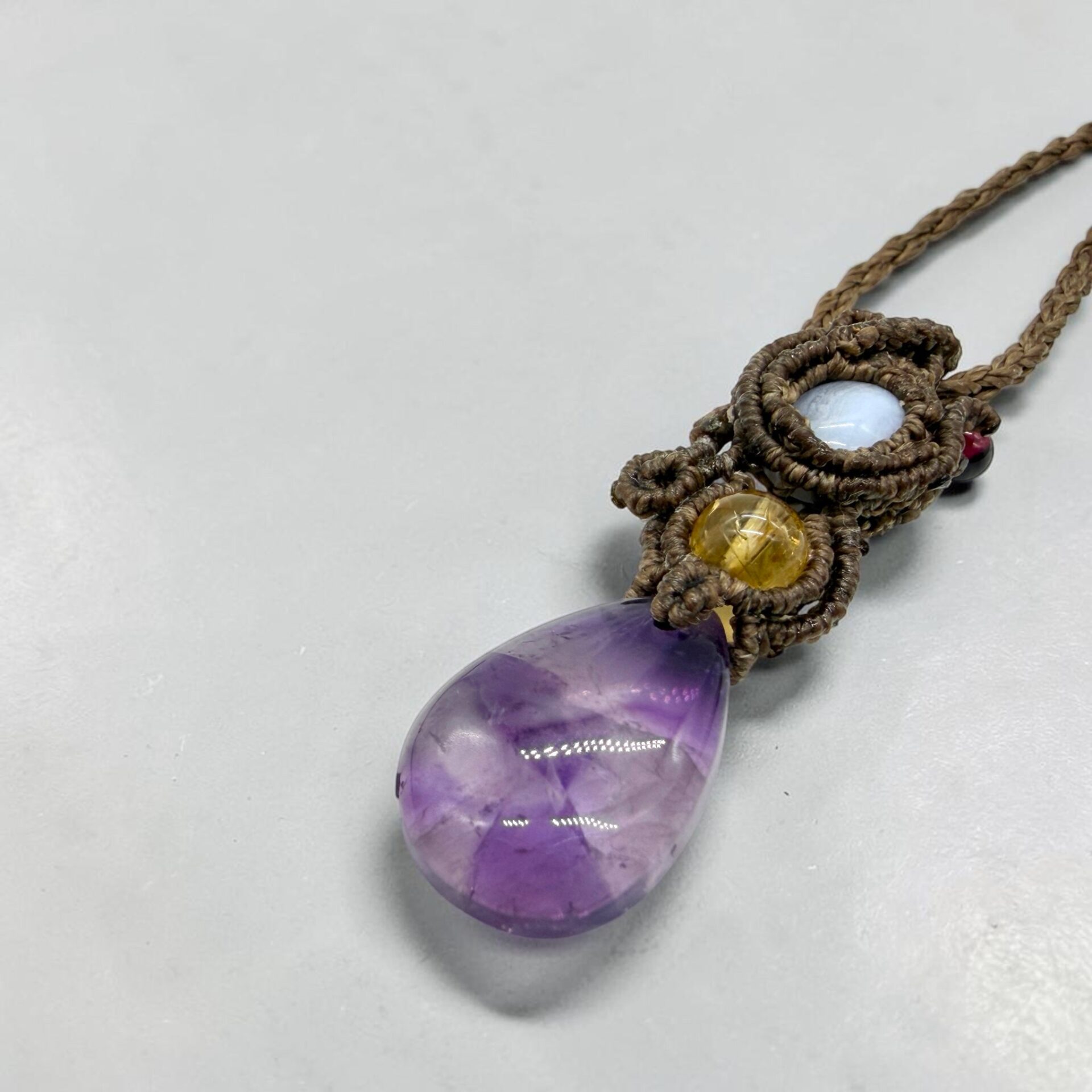 アメジスト ブルーレースアゲート マクラメ 天然石 4色